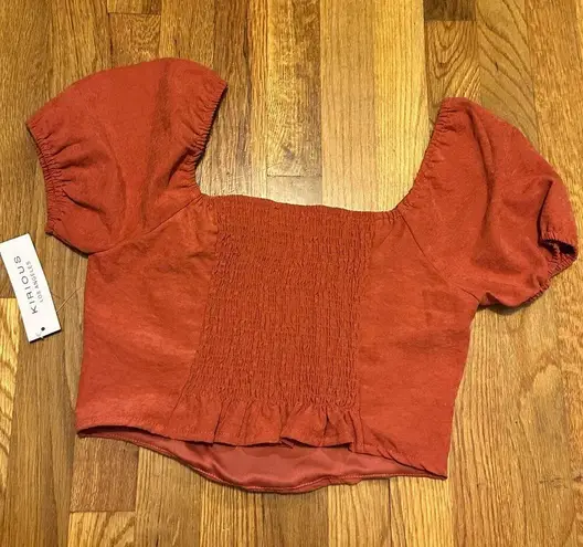 Kirious Women’s Small New Paneled Smocked Short Puff Sleeve Crop Trop Corset