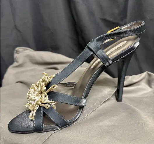 Stella McCartney Black and Gold Heels with Embellishment, Size 6.5”