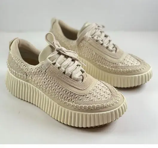 Dolce Vita Dolen Womens Shoes Beige Knit Sneakers Chunky Low Top Fashion US 7.5 Tan