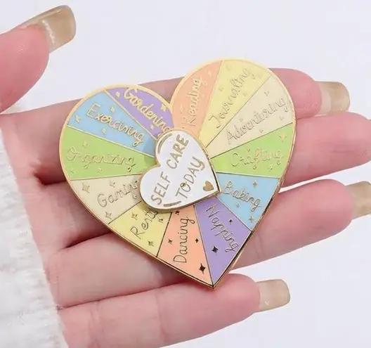 Self Care Enamel Heart Pin Gold