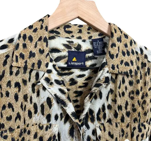 Liz Sport Vintage 90s Long Sleeve Leopard Cotton Button Down Shirt Size S