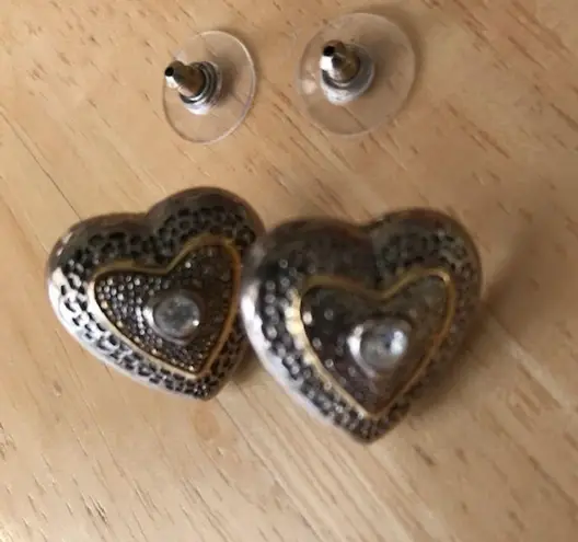 Handmade Heart Earrings Valentine Clear Stone Vintage Love