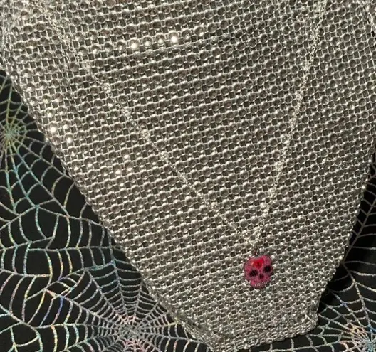 Pink Halloween Day of the Dead Sugar Skull Necklace Kawaii Lolita Pastel Goth