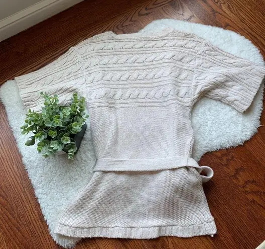 Ivory Cream Cable Knit Short Sleeve Open Cardigan