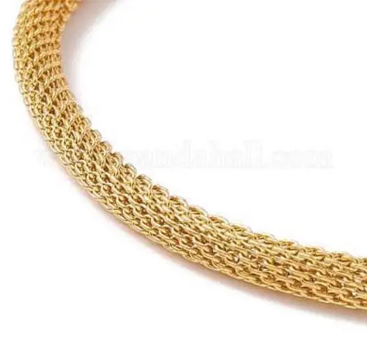 TJ Maxx Crystal Rhinestone Flat Round Charm Slider Bracelet with Round Mesh Chain for Women, Golden