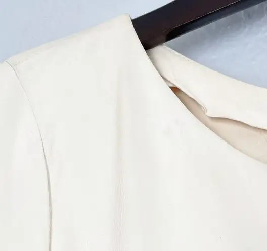 Cinq à Sept NWT CINQ A SEPT Aimee Boat-Neck Goat Leather Ruffle Dress 6