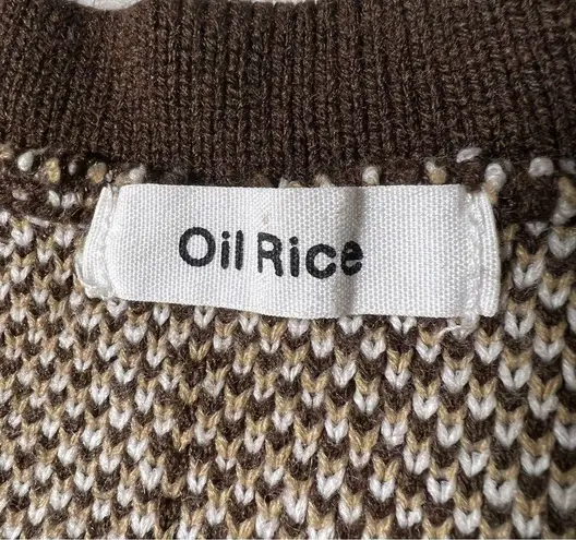 Oil Rice Brown Argyle Button Front Sweater Vest Size L