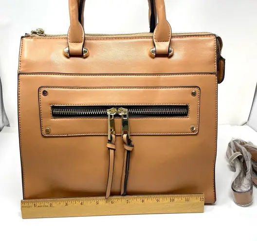 Faux leather top handle with crossbody strap