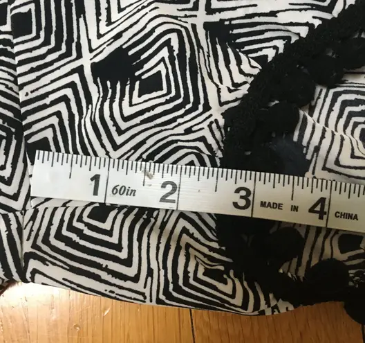 Orange Creek Black & White Print Shorts Pom Poms Small