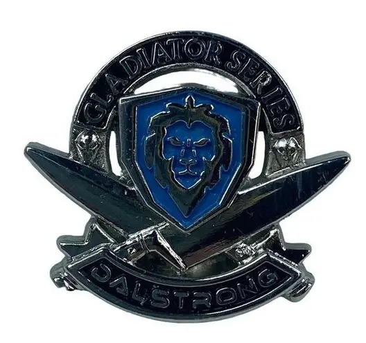 Pacific&Co Dalstrong Gladiator Series Pin Silver Blue Metal Crossed Knives Lion