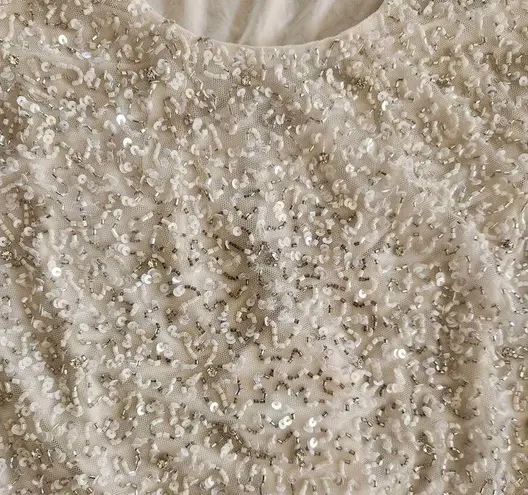 Retrofête Retrofete Frieda Sequin Dress in White Size Medium Sleeveless Midi Cowl Neck NWT