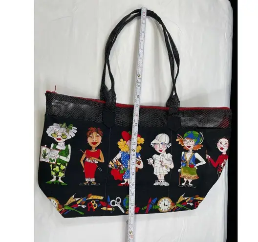 Colorful Womens Large Mesh Tote Bag SKU 7552 Black