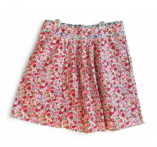 Emmelee for Francesa's Collection Pink Floral Short Skirt Sz Large 100% Cotton