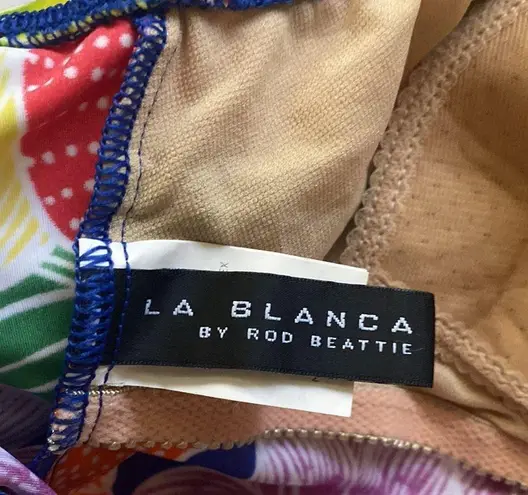 La Blanca Y2K Rod Beattie blue tropical floral print one piece swimsuit, size 16