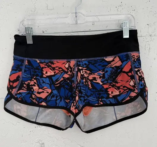 Lululemon Shorts Womens 4 Black Blue Pink Speed Up Printed Run Athletic Gym