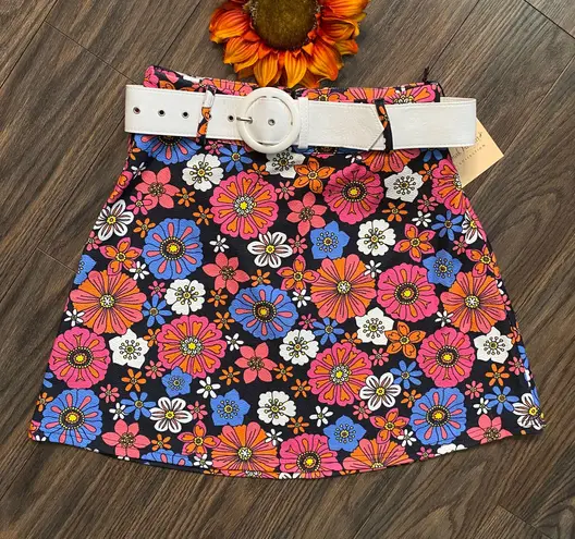 Unique Vintage NWT SMAK PARLOUR Black/Purple Floral Easy Does It Skirt X-SMALL