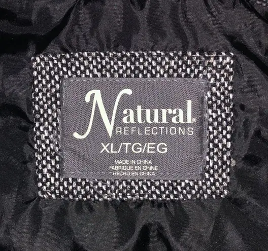 Natural Reflections Size XL Black & White Cableknit Faux Fur Hooded Vest Jacket