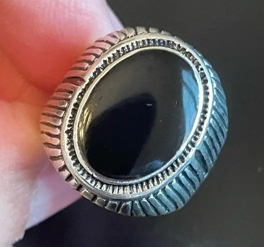 Oval obsidian stone S925 silver ring size 8