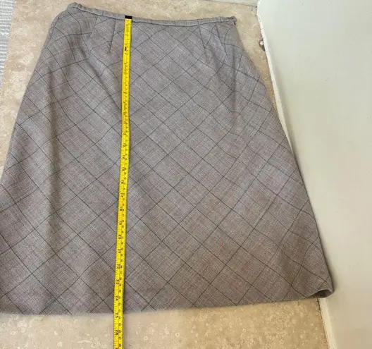 Pendleton  Beige Diagonal Plaid Vintage Wool Womens Size 12 Pencil Knee Length