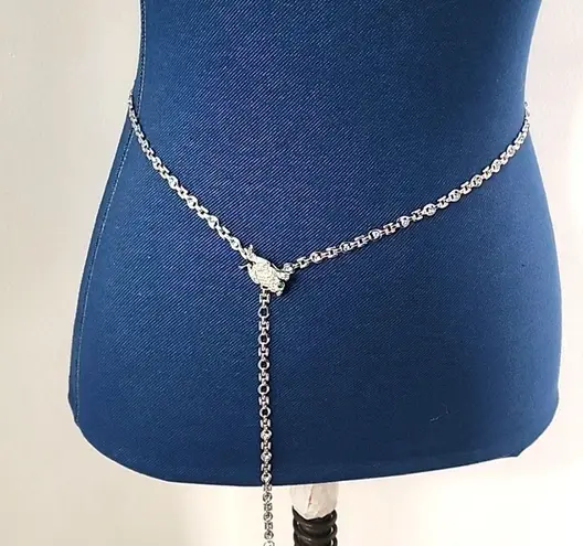 Silver with Light Blue Crystal Chain Style Belt with Frog