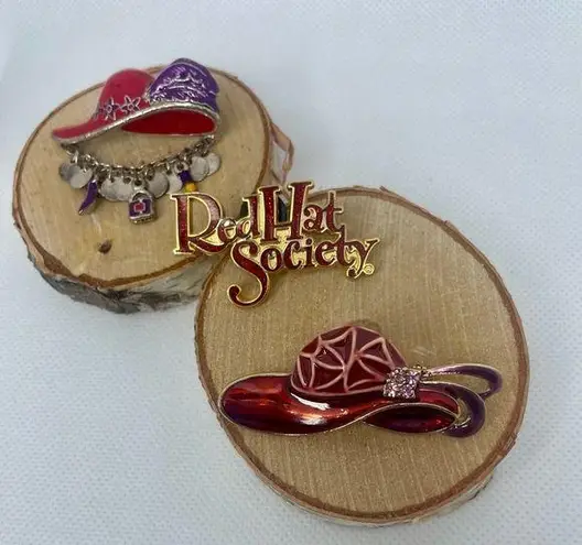 Red Hat Society Trio of Pins Fashion Jewelry