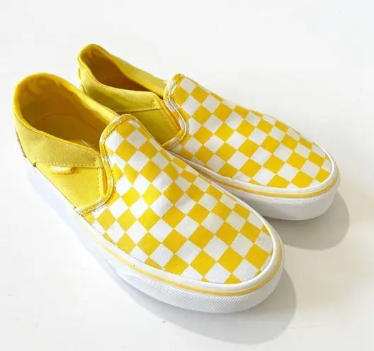 Vans  Classic Canvas Slip-on Sneakers Yellow Checkerboard Women’s Size 7 Spring