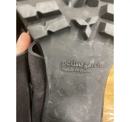 Pedro Garcia Yuval Slingback Sandals Women's 6.5 Black Suede Peep Toe Preppy S57