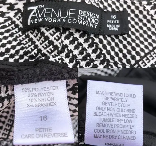 New York And Company Women’s Pants Black White Houndstooth 16P
