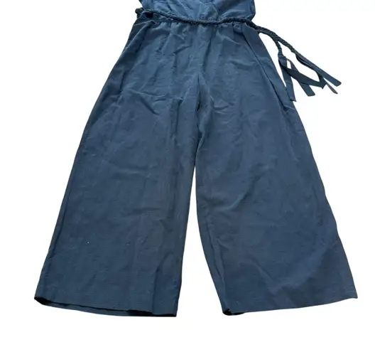 Apiece Apart Meru Linen Tencel Cropped Relaxed Fit Wrap Black Jumpsuit Size 10