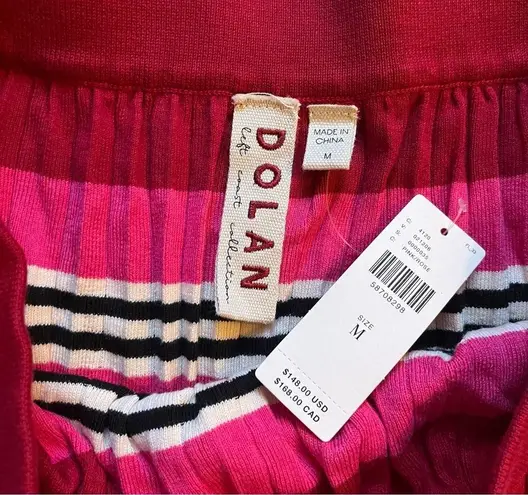 Dolan Dora striped pleated ribbed pull on slim knit skirt size medium Pink