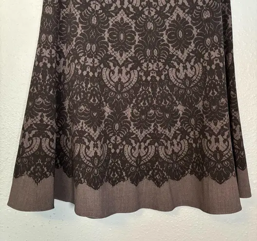 Tahari  Women’s Grey Lace Print A Line Knee Length Skirt