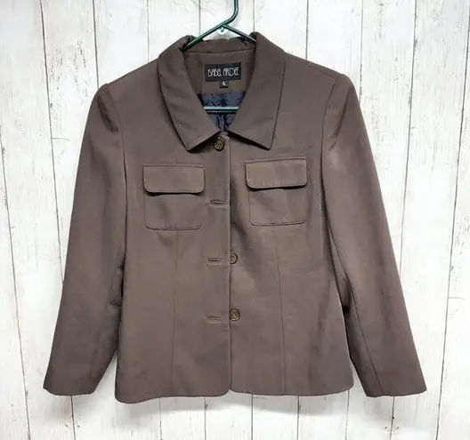 Isabel Ardee Blazer Women Size 4 Single Breasted Brown Collared Pocket Slim Fit
