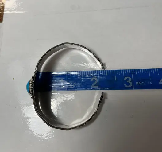 Vintage 925 Blue Turquoise Cuff Bangle Bracelet 6.5”