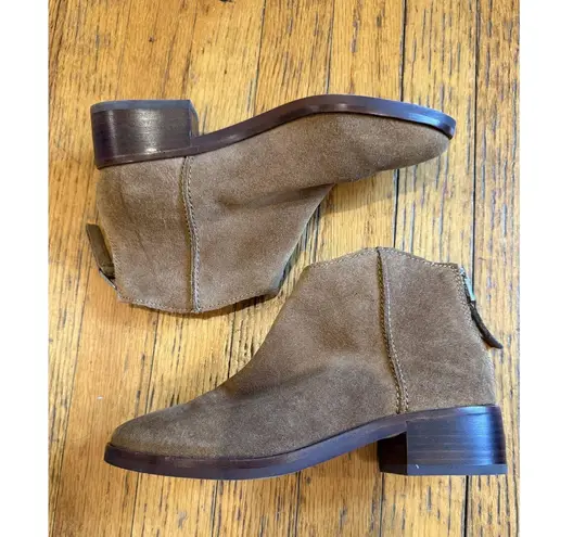 Dolce Vita Boots Womens Size 6 Suede Ankle Zip Tucker Saddle Block Heel Shoes Brown