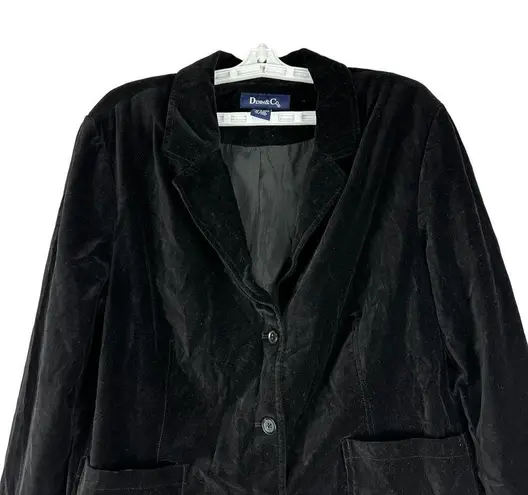 Denim & Co . Women's Black Velvety Blazer Jacket Size 1X