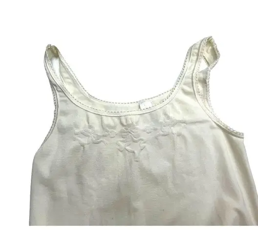 Wacoal Vintage Small White Sleeveless Tank Top With Floral Embroidery 71j