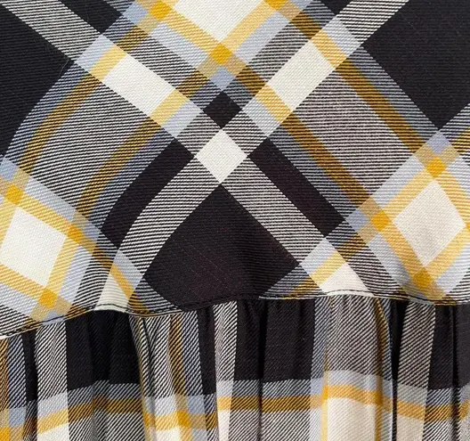 Michael Stars Plaid Popover Shirt Black, Yellow, White Size XS