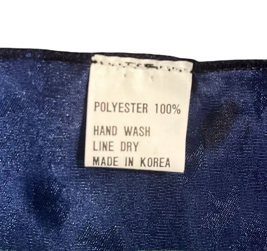 VTG 1970's Coat of Arms Scarf Polyester Iridescent White Blue Gold Square 33”