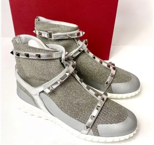 Valentino Garavani silver Rockstud Bodytech sneakers size 8 NIB