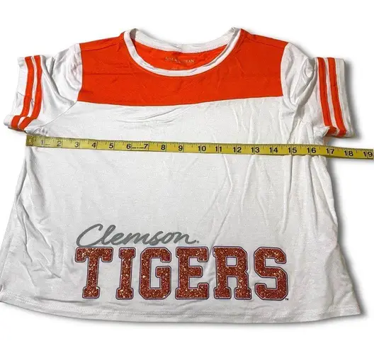 5th & Ocean NWOT Ladies’ XS Or Girls’ 10 Clemson Tigers Cropped Tee Top Glitter New Orange White Crop Top