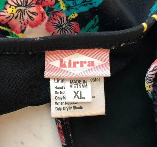 Kirra One Piece Swimsuit Cutout Removable Cups Halter Flamingos Black XL