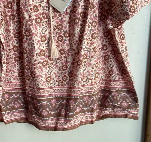 Faherty Florence Peasant Top Earth Block Print