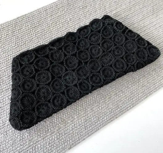 Vintage CORDE 1940’s Black Woven Circle Design Crochet Oversized Clutch Bag