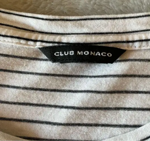 Club Monaco Elevated Basic Neutral Striped Stretch Knot T-Shirt Small