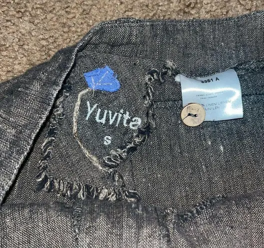 Yuvita Lagenlook Wide Leg Crop Cargo Culotte Pant Gray Small