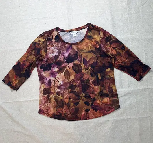 Christopher & Banks | Petite Three-Quarter Length Sleeve Floral Top | PXL