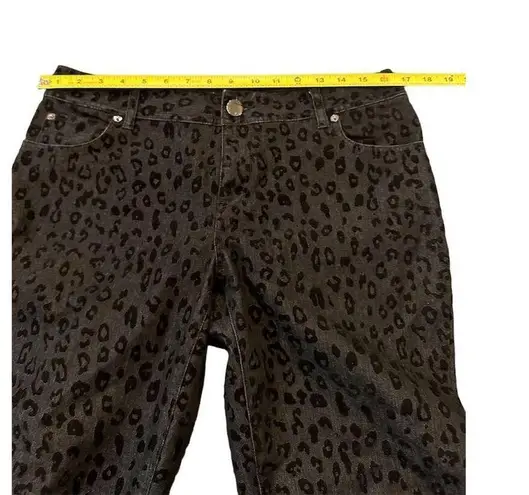 INC Women's Leopard Print Skinny Jeans Black Size 8 High Rise