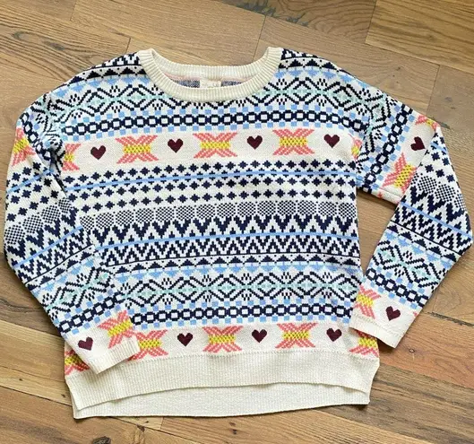 Maison Jules Heart Pullover Knitted Sweater Size Large