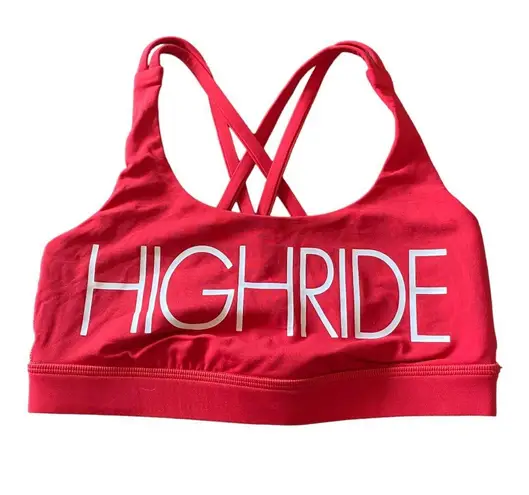 Lululemon -RED SPORTS BRA-SIZE 4 “HIGH RIDE” printed on front, strappy cross back, excellent condition - Image 1