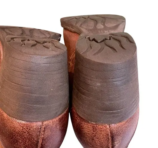 Born Karin Brown Distressed Leather Side Lace Western Ankle Boots, Sz 9